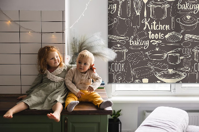 Modern roller blind con motivo de utensilios de cocina
