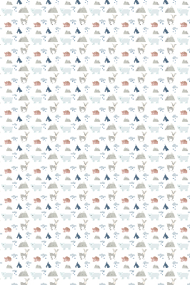 Estor enrollable con estampado de montañas, lluvia y animales