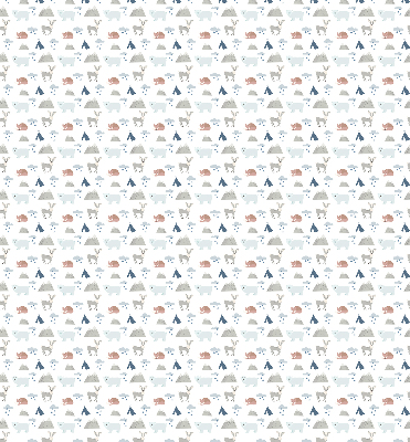Estor enrollable con estampado de montañas, lluvia y animales