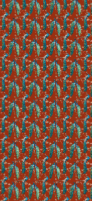 Estor enrollable con estampado de pavos reales entre ramas