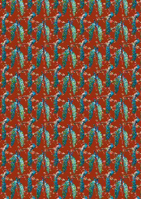 Estor enrollable con estampado de pavos reales entre ramas