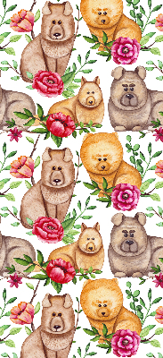 Modern roller blind con estampado de perros entre las flores