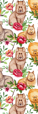 Modern roller blind con estampado de perros entre las flores