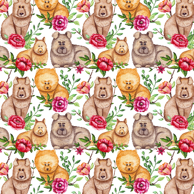 Modern roller blind con estampado de perros entre las flores