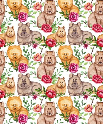 Modern roller blind con estampado de perros entre las flores