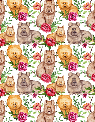 Modern roller blind con estampado de perros entre las flores