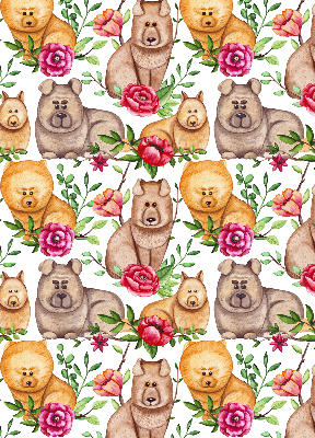 Modern roller blind con estampado de perros entre las flores