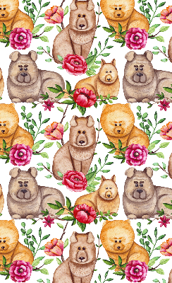 Modern roller blind con estampado de perros entre las flores