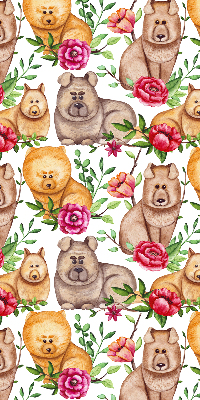 Modern roller blind con estampado de perros entre las flores