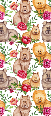 Modern roller blind con estampado de perros entre las flores