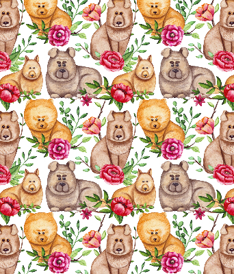 Modern roller blind con estampado de perros entre las flores
