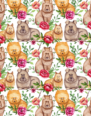 Modern roller blind con estampado de perros entre las flores