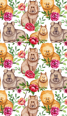 Modern roller blind con estampado de perros entre las flores