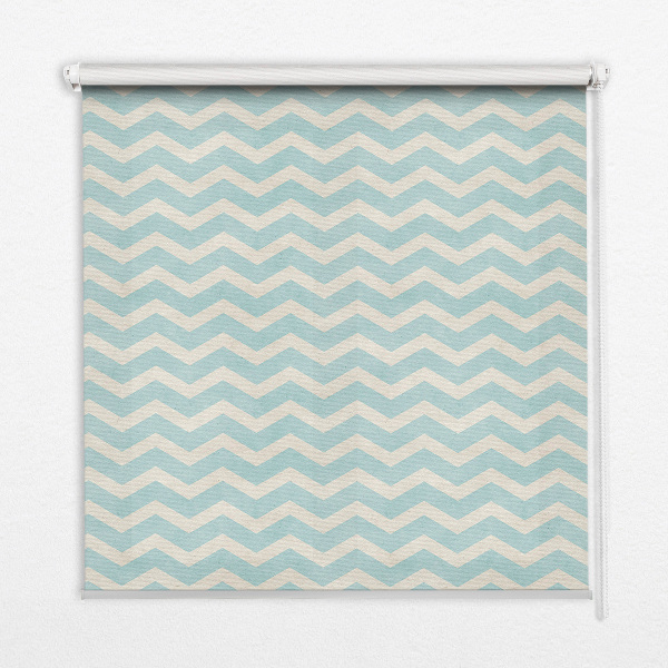 Estor enrollable para ventana con diseño de zigzags azules