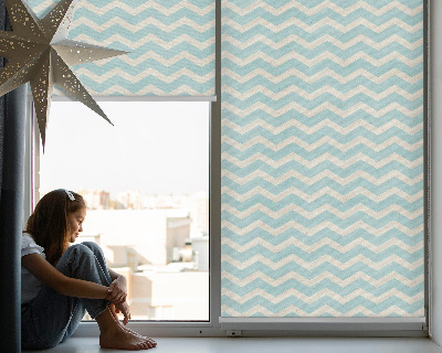 Estor enrollable para ventana con diseño de zigzags azules