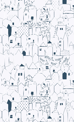 Estor enrollable con estampado de casas dibujadas