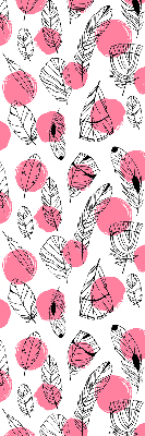 Estor enrollable con estampado de plumas y puntos rosas