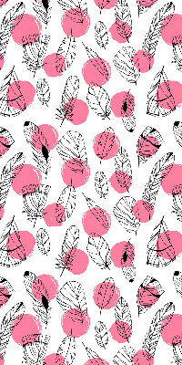 Estor enrollable con estampado de plumas y puntos rosas