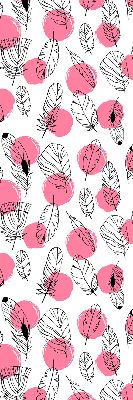 Estor enrollable con estampado de plumas y puntos rosas