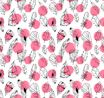 Estor enrollable con estampado de plumas y puntos rosas