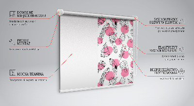 Estor enrollable con estampado de plumas y puntos rosas