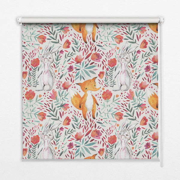 Estor enrollable para ventana con estampado de animales y plantas