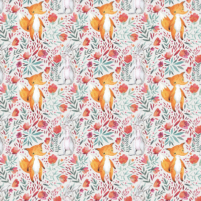 Estor enrollable para ventana con estampado de animales y plantas