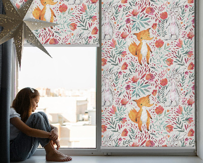Estor enrollable para ventana con estampado de animales y plantas