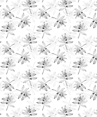 Estor enrollable para ventana con hojas grises dibujadas a mano