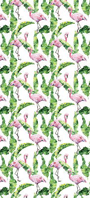Estor enrollable para ventana con estampado de flamencos junto a hojas