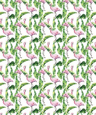 Estor enrollable para ventana con estampado de flamencos junto a hojas