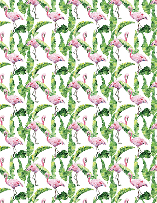 Estor enrollable para ventana con estampado de flamencos junto a hojas