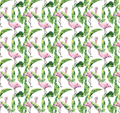 Estor enrollable para ventana con estampado de flamencos junto a hojas