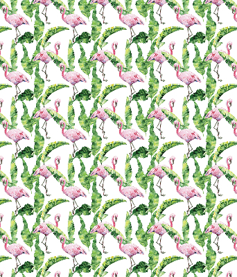 Estor enrollable para ventana con estampado de flamencos junto a hojas