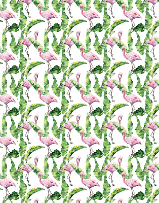Estor enrollable para ventana con estampado de flamencos junto a hojas