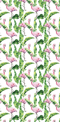 Estor enrollable para ventana con estampado de flamencos junto a hojas