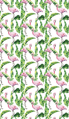 Estor enrollable para ventana con estampado de flamencos junto a hojas