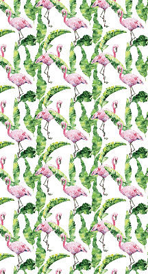 Estor enrollable para ventana con estampado de flamencos junto a hojas