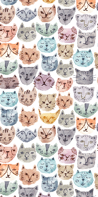 Estor enrollable con estampado de caras de gatos coloridas