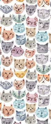 Estor enrollable con estampado de caras de gatos coloridas
