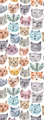 Estor enrollable con estampado de caras de gatos coloridas