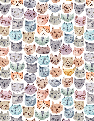 Estor enrollable con estampado de caras de gatos coloridas