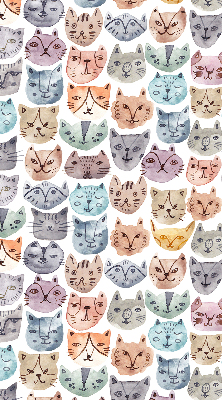 Estor enrollable con estampado de caras de gatos coloridas
