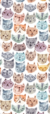 Estor enrollable con estampado de caras de gatos coloridas