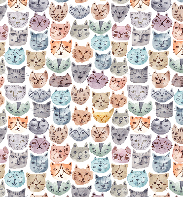 Estor enrollable con estampado de caras de gatos coloridas