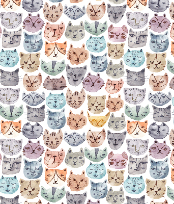 Estor enrollable con estampado de caras de gatos coloridas