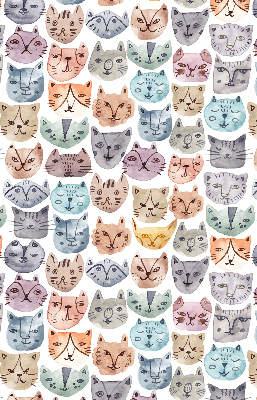 Estor enrollable con estampado de caras de gatos coloridas