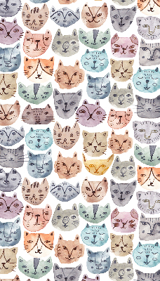 Estor enrollable con estampado de caras de gatos coloridas
