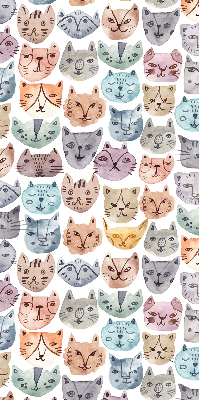 Estor enrollable con estampado de caras de gatos coloridas