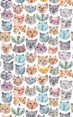 Estor enrollable con estampado de caras de gatos coloridas